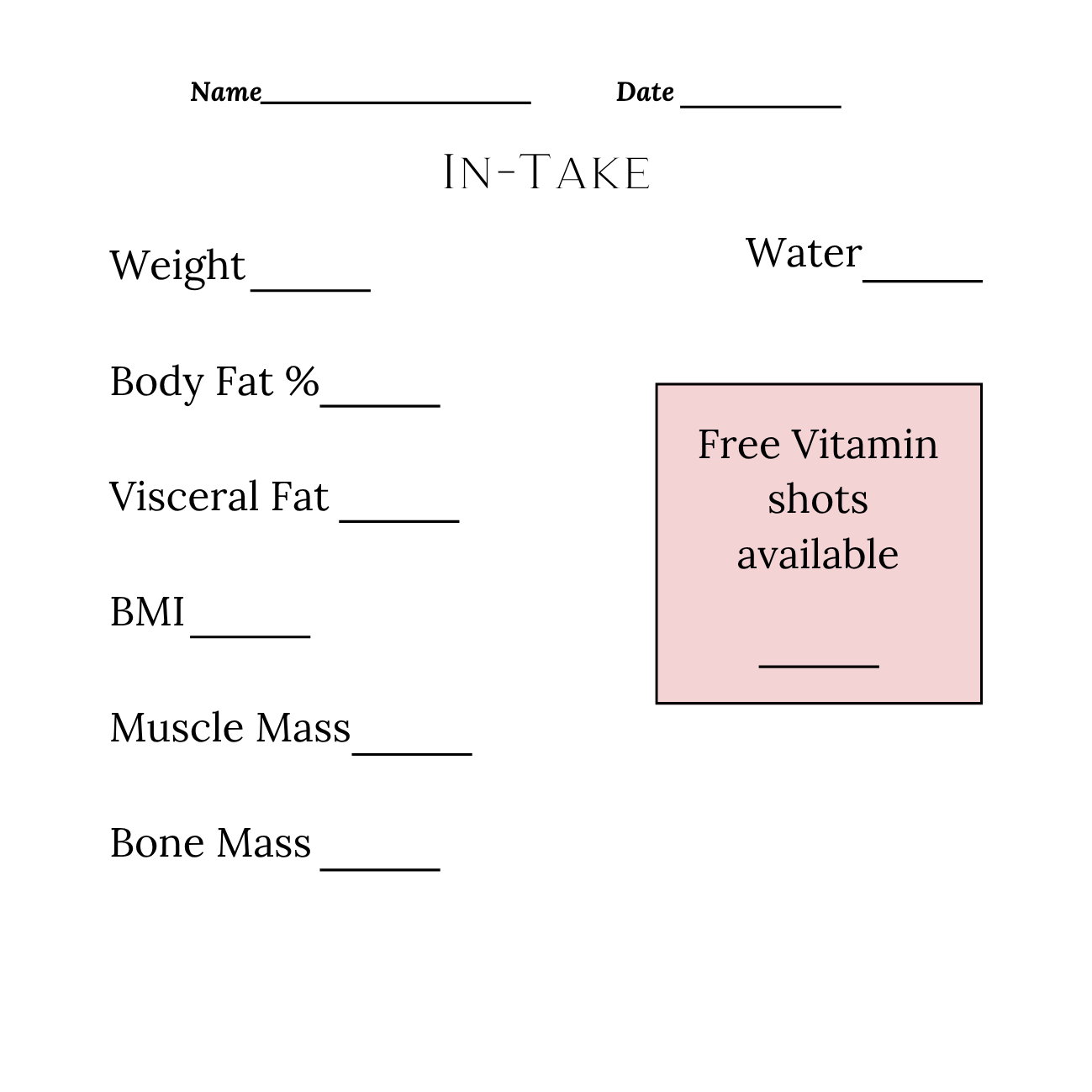 Weight / Body Composition Intake